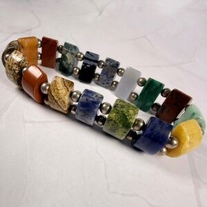 Multi-Colored Gemstone Stretch Bracelet